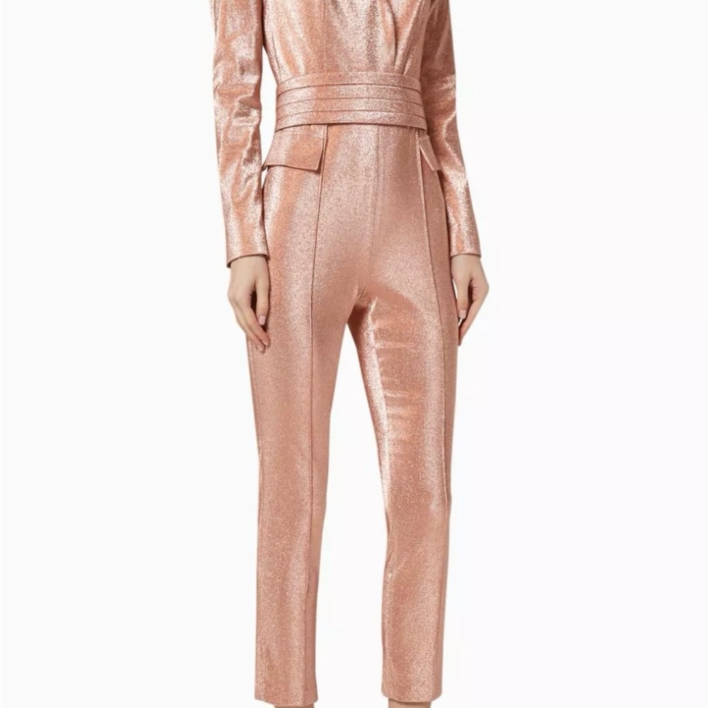 Elisabetta Franchi Metallic Rose Gold Jumpsuit